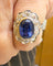 Bague 46 Bague marguerite en platine 950, saphir de Ceylan non chauffé et diamants 58 Facettes 13357