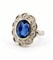 Bague 46 Bague marguerite en platine 950, saphir de Ceylan non chauffé et diamants 58 Facettes 13357