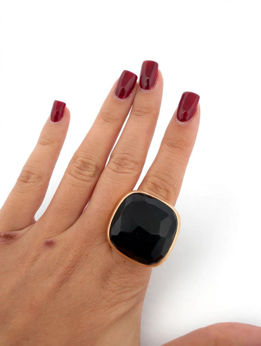 Bague 54 Pomellato - Bague Victoria en or jaune 18 ct avec jais noir 58 Facettes 606/26 B SHD