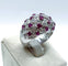 Bague 54 Bague boule en or blanc, rubis et diamants 58 Facettes 325/141