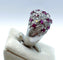 Bague 54 Bague boule en or blanc, rubis et diamants 58 Facettes 325/141