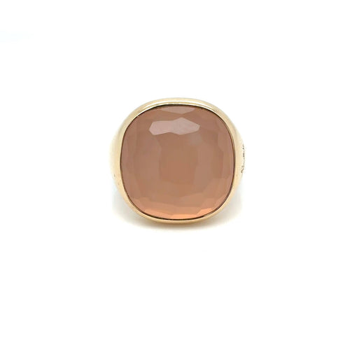 Bague 54 Pomellato Cipria - Bague cocktail en or jaune 18 carats et quartz rose 58 Facettes