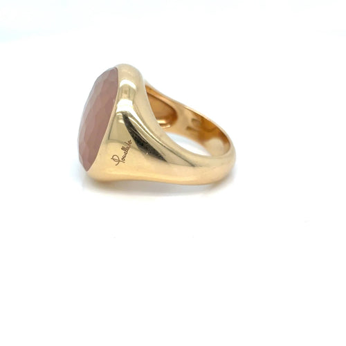 Bague 54 Pomellato Cipria - Bague cocktail en or jaune 18 carats et quartz rose 58 Facettes