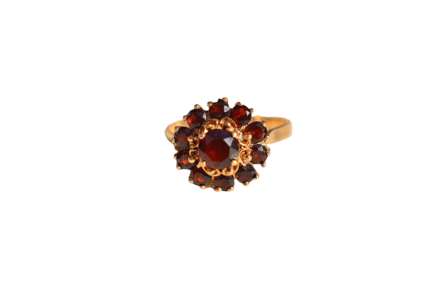 Bague 53 Bague marguerite en or jaune 18 carats et grenats 58 Facettes 4113