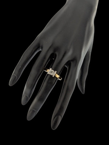 Bague 60 Bague de fiançailles italienne - Or jaune et blanc 18 carats, rapport HRD 58 Facettes A2113