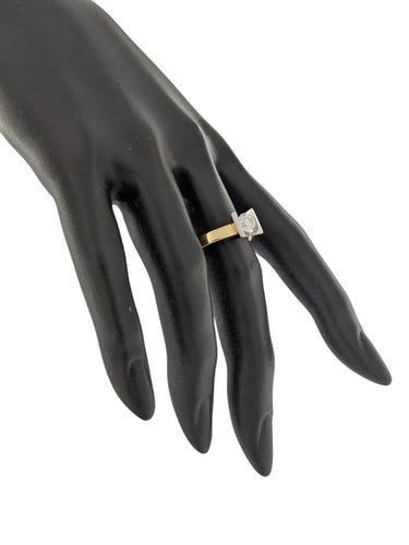 Bague 60 Bague de fiançailles italienne - Or jaune et blanc 18 carats, rapport HRD 58 Facettes A2113