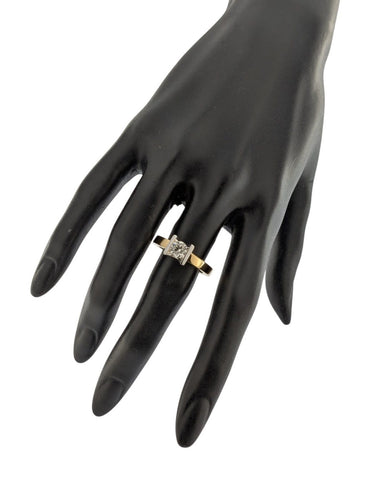 Bague 60 Bague de fiançailles italienne - Or jaune et blanc 18 carats, rapport HRD 58 Facettes A2113