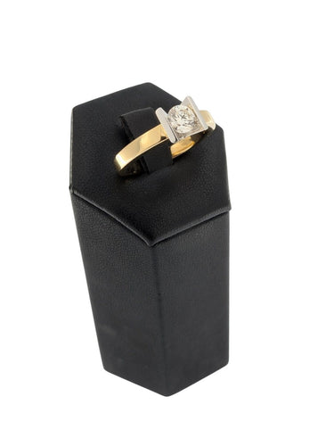 Bague 60 Bague de fiançailles italienne - Or jaune et blanc 18 carats, rapport HRD 58 Facettes A2113