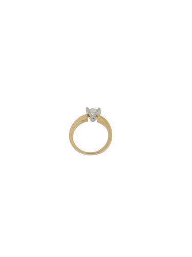 Bague 60 Bague de fiançailles italienne - Or jaune et blanc 18 carats, rapport HRD 58 Facettes A2113