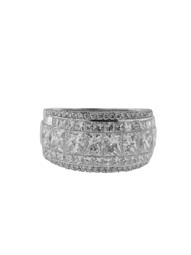 Bague 59 Bague italienne certifiée HRD en or blanc 18 carats, 141 diamants naturels, 4,75 ct 58 Facettes A2114