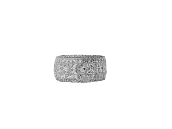 Bague 59 Bague italienne certifiée HRD en or blanc 18 carats, 141 diamants naturels, 4,75 ct 58 Facettes A2114