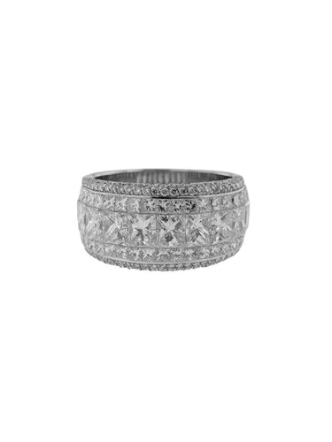 Bague 59 Bague italienne certifiée HRD en or blanc 18 carats, 141 diamants naturels, 4,75 ct 58 Facettes A2114