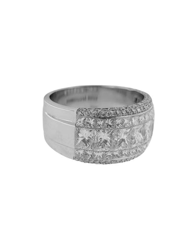 Bague 59 Bague italienne certifiée HRD en or blanc 18 carats, 141 diamants naturels, 4,75 ct 58 Facettes A2114