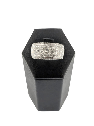 Bague 59 Bague italienne certifiée HRD en or blanc 18 carats, 141 diamants naturels, 4,75 ct 58 Facettes A2114