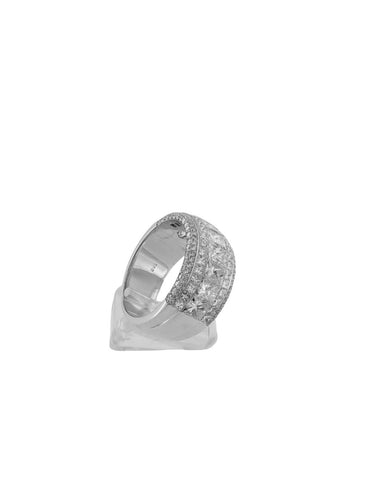 Bague 59 Bague italienne certifiée HRD en or blanc 18 carats, 141 diamants naturels, 4,75 ct 58 Facettes A2114