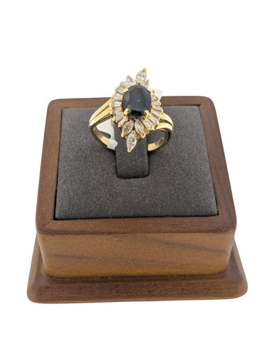 Bague 52 Bague vintage italienne certifiée IGI - Or jaune, diamants et saphir 58 Facettes A2115