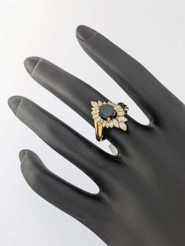 Bague 52 Bague vintage italienne certifiée IGI - Or jaune, diamants et saphir 58 Facettes A2115
