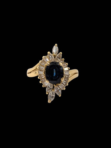 Bague 52 Bague vintage italienne certifiée IGI - Or jaune, diamants et saphir 58 Facettes A2115