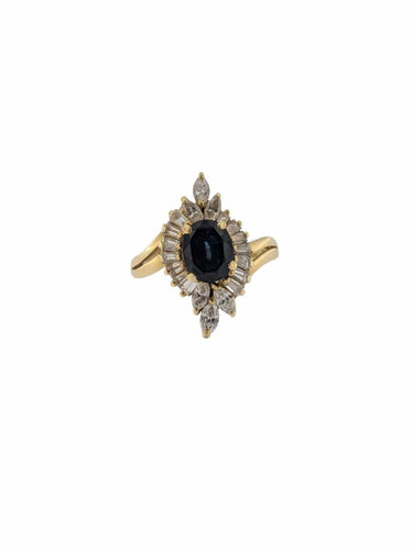 Bague 52 Bague vintage italienne certifiée IGI - Or jaune, diamants et saphir 58 Facettes A2115