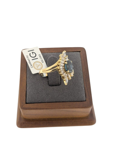 Bague 52 Bague vintage italienne certifiée IGI - Or jaune, diamants et saphir 58 Facettes A2115