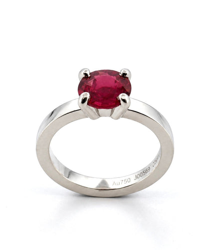 Bague 50.5 Maison JAUBALET Judith Solo - Solitaire en or blanc 18 carats avec rubis de Birmanie 58 Facettes 91082