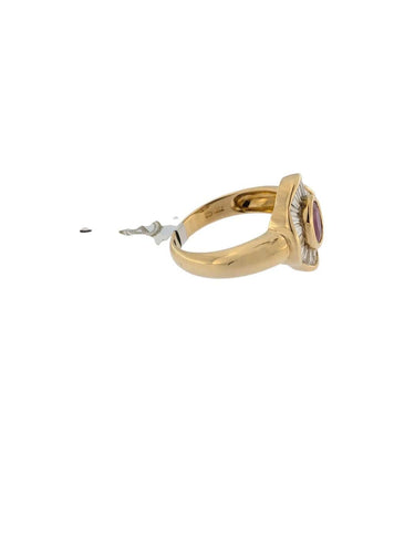 Bague 56 Bague cocktail italienne en or jaune 18 carats, rubis et diamants naturels 58 Facettes A2117