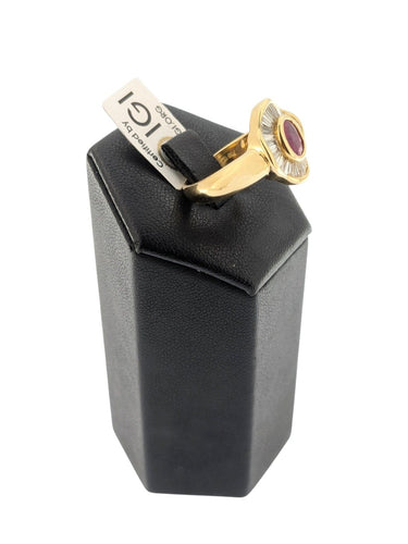 Bague 56 Bague cocktail italienne en or jaune 18 carats, rubis et diamants naturels 58 Facettes A2117
