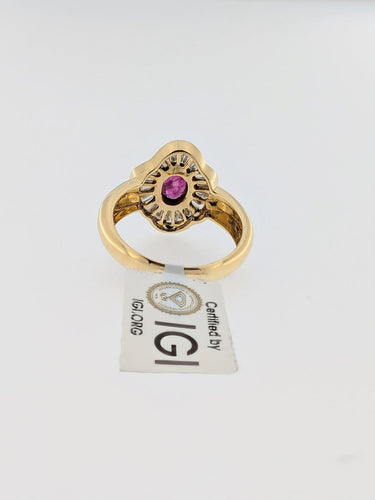 Bague 56 Bague cocktail italienne en or jaune 18 carats, rubis et diamants naturels 58 Facettes A2117