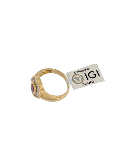 Bague 56 Bague cocktail italienne en or jaune 18 carats, rubis et diamants naturels 58 Facettes A2117