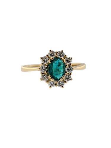 Bague 64 Bague cocktail italienne certifiée IGI en or jaune 18 carats, émeraude et diamants 58 Facettes A2118