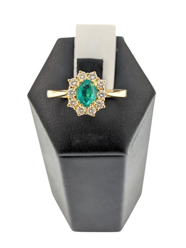Bague 64 Bague cocktail italienne certifiée IGI en or jaune 18 carats, émeraude et diamants 58 Facettes A2118