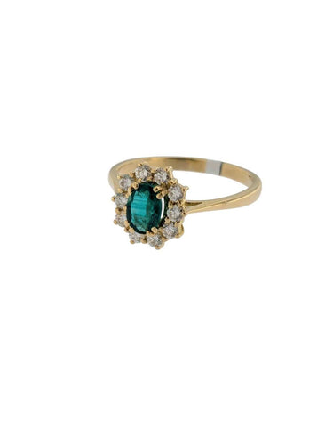 Bague 64 Bague cocktail italienne certifiée IGI en or jaune 18 carats, émeraude et diamants 58 Facettes A2118