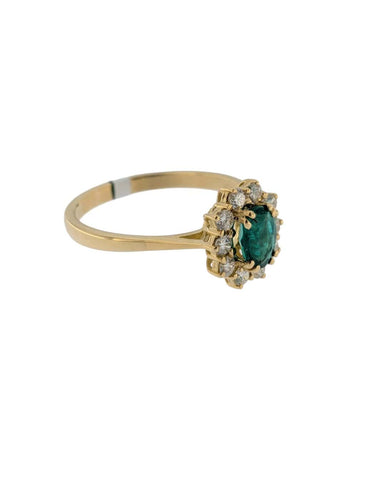 Bague 64 Bague cocktail italienne certifiée IGI en or jaune 18 carats, émeraude et diamants 58 Facettes A2118