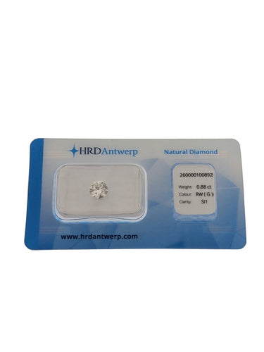 Pierre - Diamant naturel certifié HRD, 0,88 ct 58 Facettes D1512
