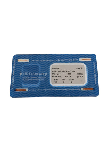 Pierre - Diamant naturel certifié HRD, 0,88 ct 58 Facettes D1512