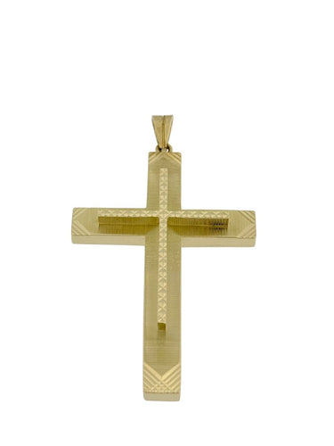 Croix vintage italienne en or jaune 18 carats 58 Facettes P1916