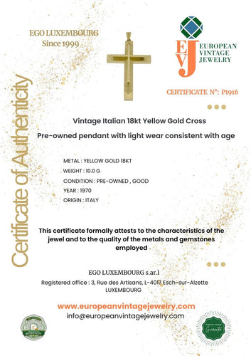 Croix vintage italienne en or jaune 18 carats 58 Facettes P1916