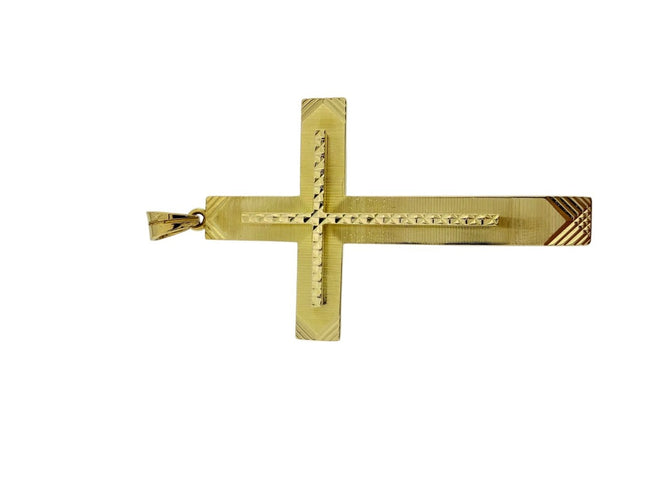 Croix vintage italienne en or jaune 18 carats 58 Facettes P1916