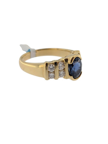Bague 58 Bague cocktail en or jaune 18 carats, saphir, diamants, certifiée IGI 58 Facettes A2137