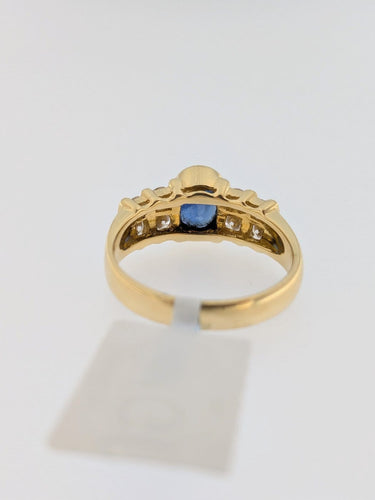 Bague 58 Bague cocktail en or jaune 18 carats, saphir, diamants, certifiée IGI 58 Facettes A2137