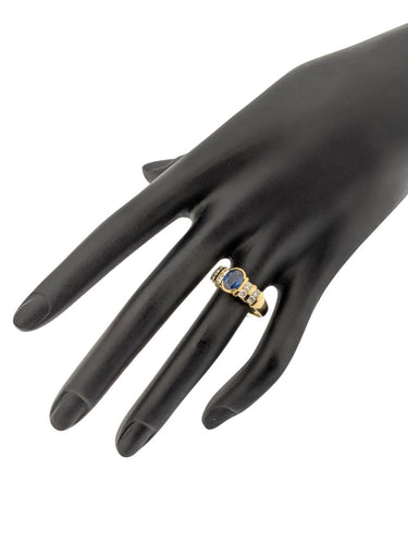 Bague 58 Bague cocktail en or jaune 18 carats, saphir, diamants, certifiée IGI 58 Facettes A2137