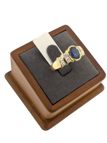 Bague 58 Bague cocktail en or jaune 18 carats, saphir, diamants, certifiée IGI 58 Facettes A2137