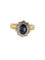 Bague 58 Bague cocktail certifiée IGI en or jaune et blanc 18 carats, diamants et saphir 58 Facettes A2136