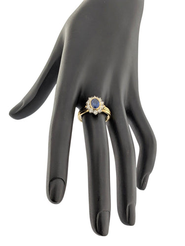 Bague 58 Bague cocktail certifiée IGI en or jaune et blanc 18 carats, diamants et saphir 58 Facettes A2136