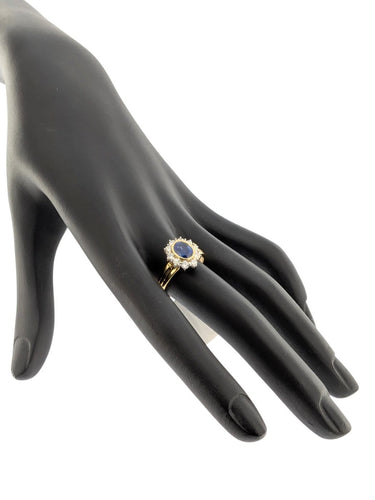 Bague 58 Bague cocktail certifiée IGI en or jaune et blanc 18 carats, diamants et saphir 58 Facettes A2136