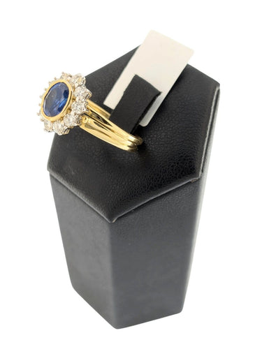 Bague 58 Bague cocktail certifiée IGI en or jaune et blanc 18 carats, diamants et saphir 58 Facettes A2136