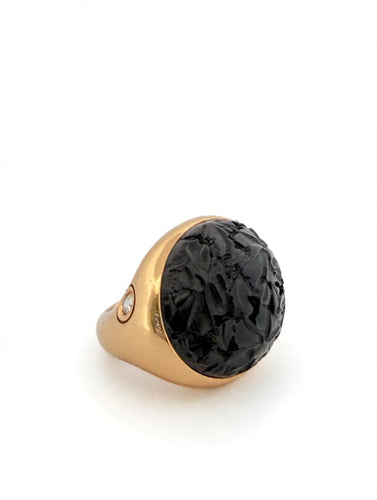 Bague 54 Pomellato - Bague Victoria Jet en or jaune 18k avec diamant latéral 58 Facettes 606/26 A SHD