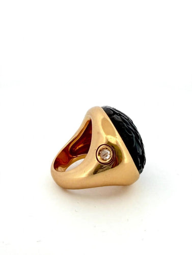 Bague 54 Pomellato - Bague Victoria Jet en or jaune 18k avec diamant latéral 58 Facettes 606/26 A SHD