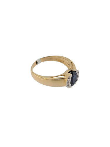 Bague 60 Bague cocktail certifiée IGI en or jaune et blanc 18 carats, saphir et diamants 58 Facettes A2135