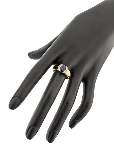 Bague 60 Bague cocktail certifiée IGI en or jaune et blanc 18 carats, saphir et diamants 58 Facettes A2135
